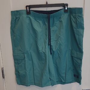 L.L. Bean Green Cargo Shorts with Elastic Waistband
